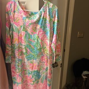 Lilly Pulitzer Long Sleeve Floral Dress - Pink, Green, Blue